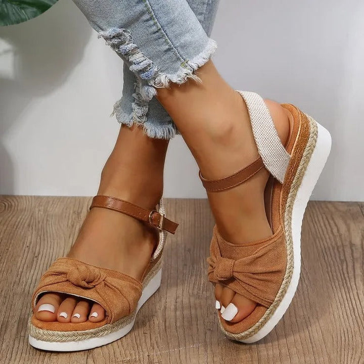 Damessandalen van canvas met casual strik in platformstijl - Beatriz