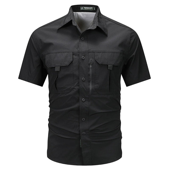 Herenhemd met korte mouwen in technische polyester utility-stijl - Mateo