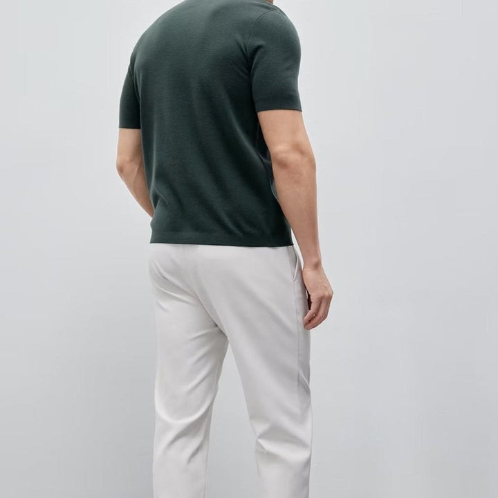 Heren-T-shirt van gemerceriseerd katoen, ronde hals, minimalistische stijl - Hugo