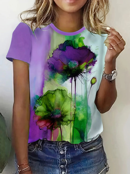 Fabienne - T-shirt met bloemenprint en korte mouwen