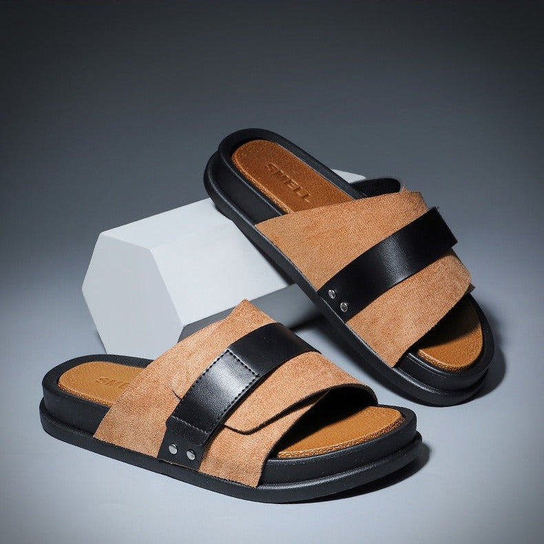 Kunstleren herensandalen cross over comfortabel ontwerp - Mateo