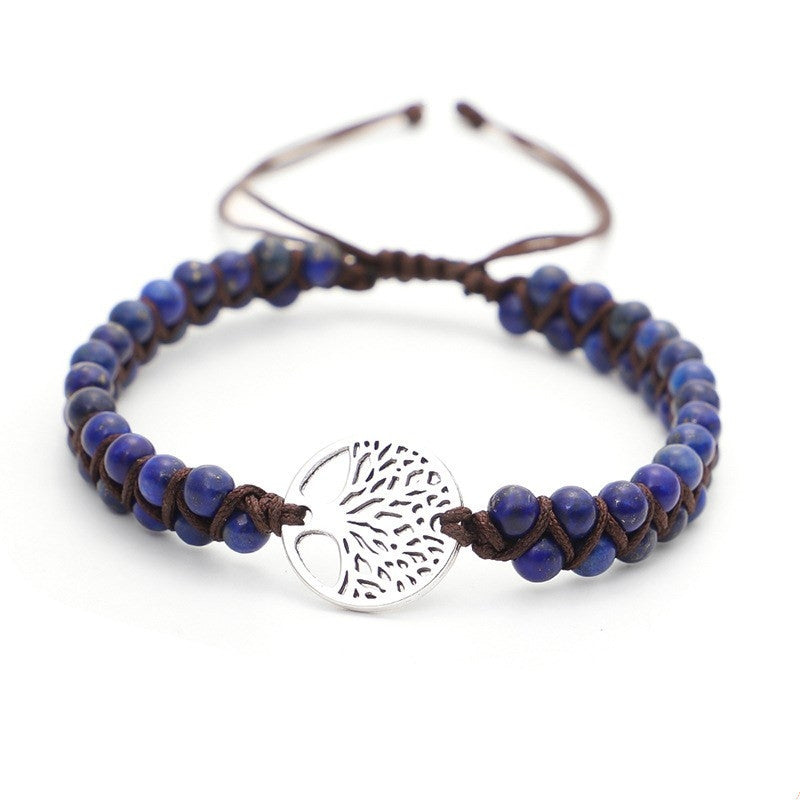 Yoga armband geweven met levensboom bedel