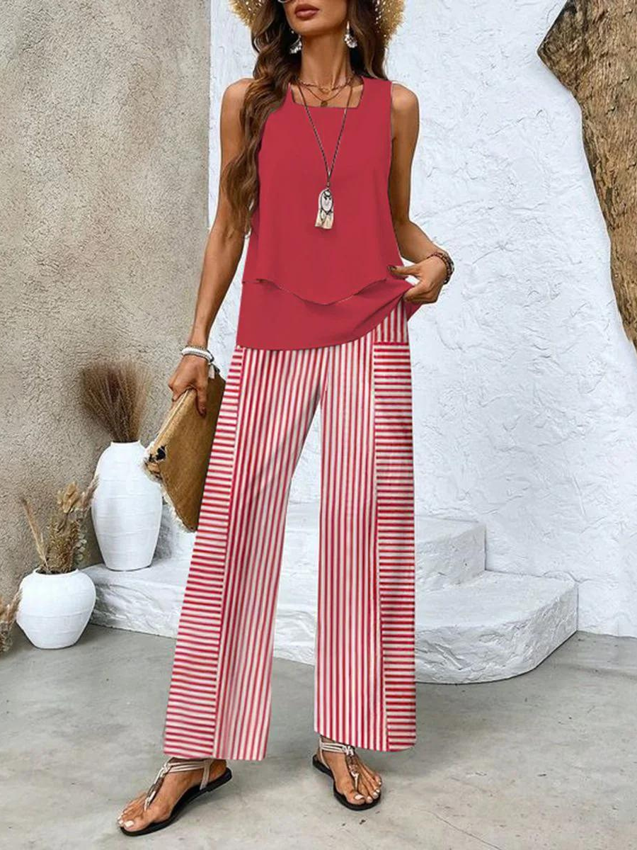 Nora - Zomerse set met print of effen kleur