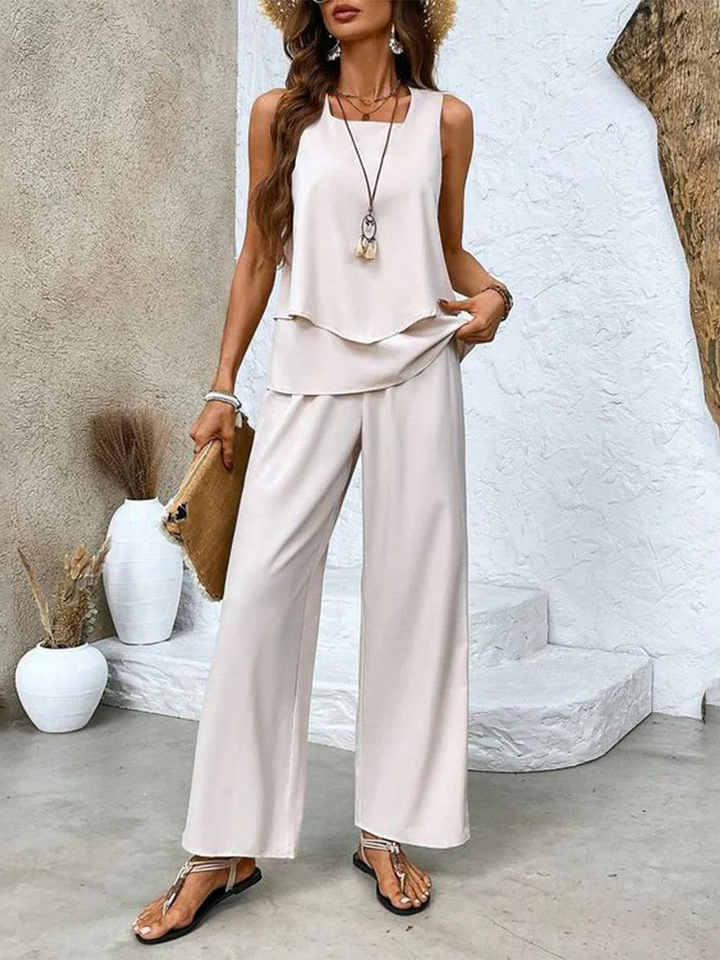 Nora - Zomerse set met print of effen kleur
