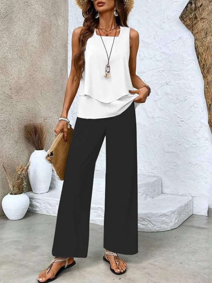 Nora - Zomerse set met print of effen kleur