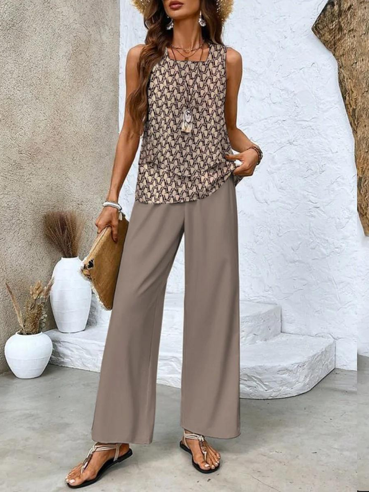 Nora - Zomerse set met print of effen kleur