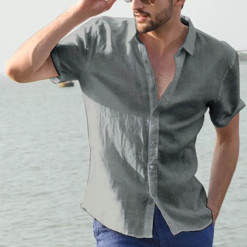 Heren linnen overhemd korte mouw casual stijl - Ivan