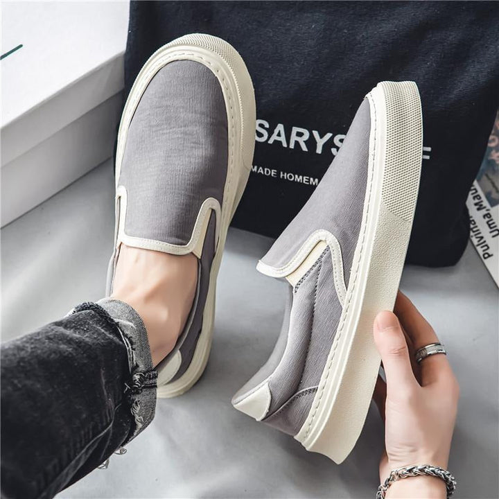 Herenslip-on sportschoenen lichtgrijs ademend canvas - Adrix