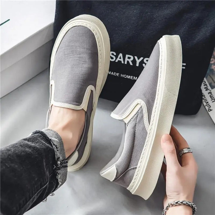 Herenslip-on sportschoenen lichtgrijs ademend canvas - Adrix