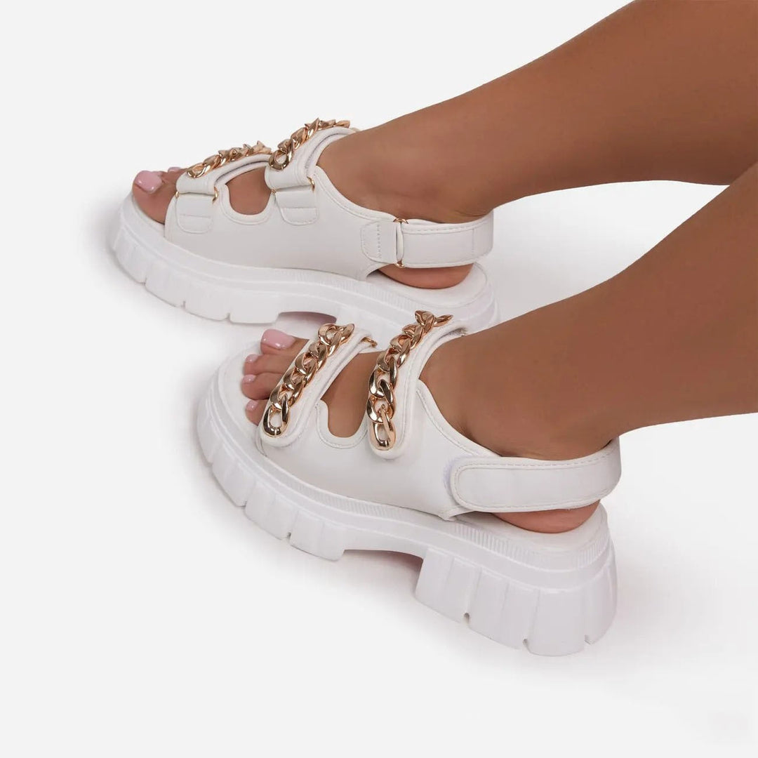 Damessandalen met platform en metalen ketting - Renata