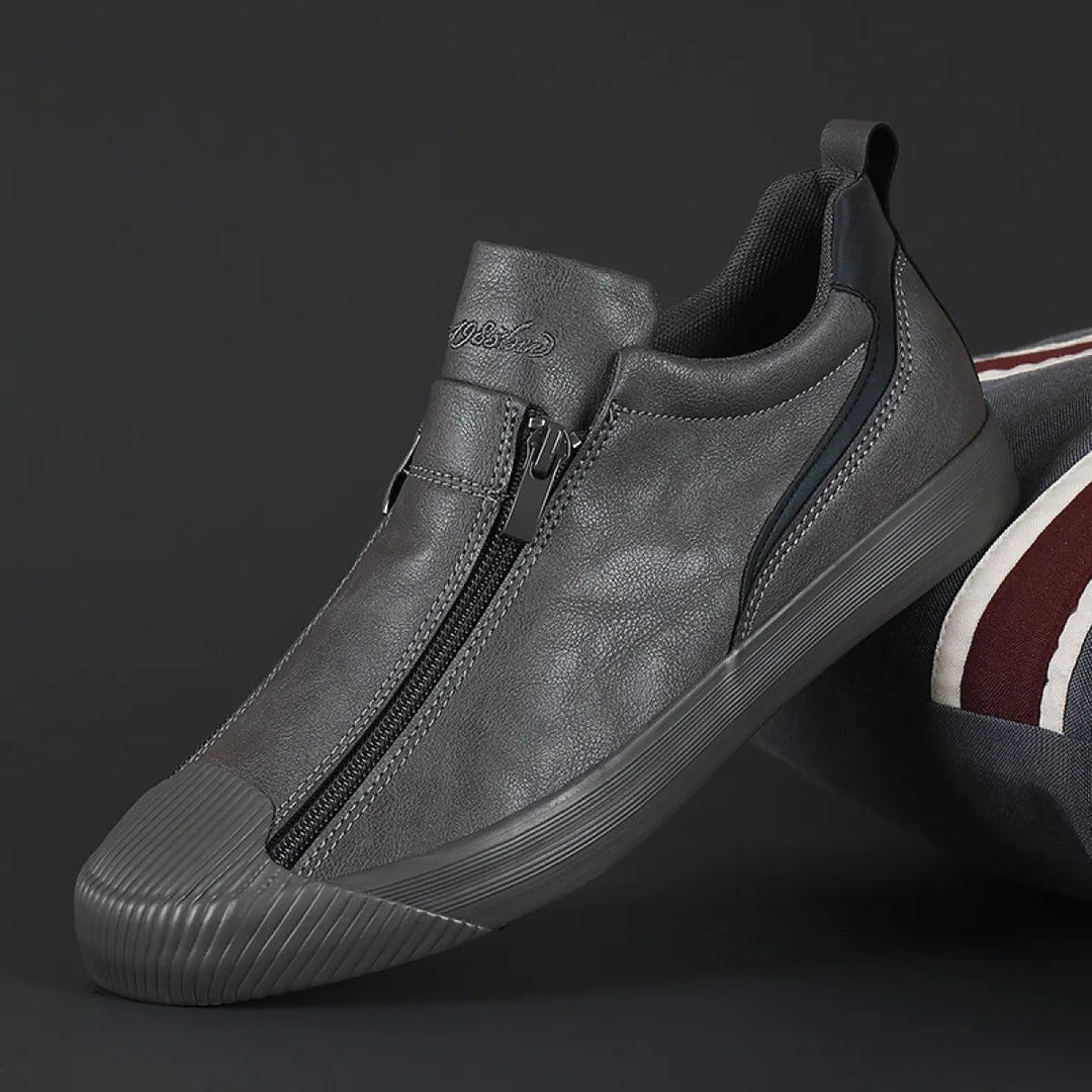 Herensneakers van casual kunstleer met dubbele ritssluiting - Ivan
