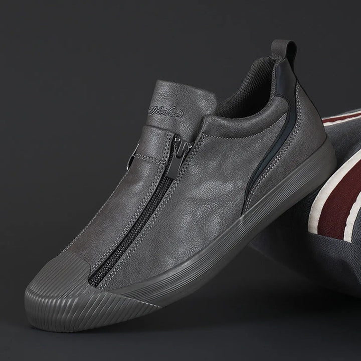 Herensneakers van casual kunstleer met dubbele ritssluiting - Ivan