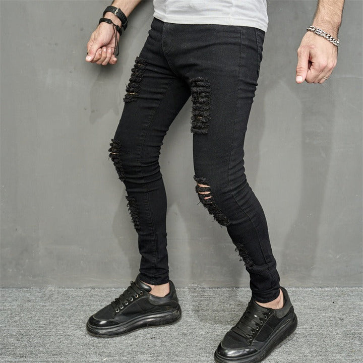 Heren denim gescheurde skinny jeans - Ivan