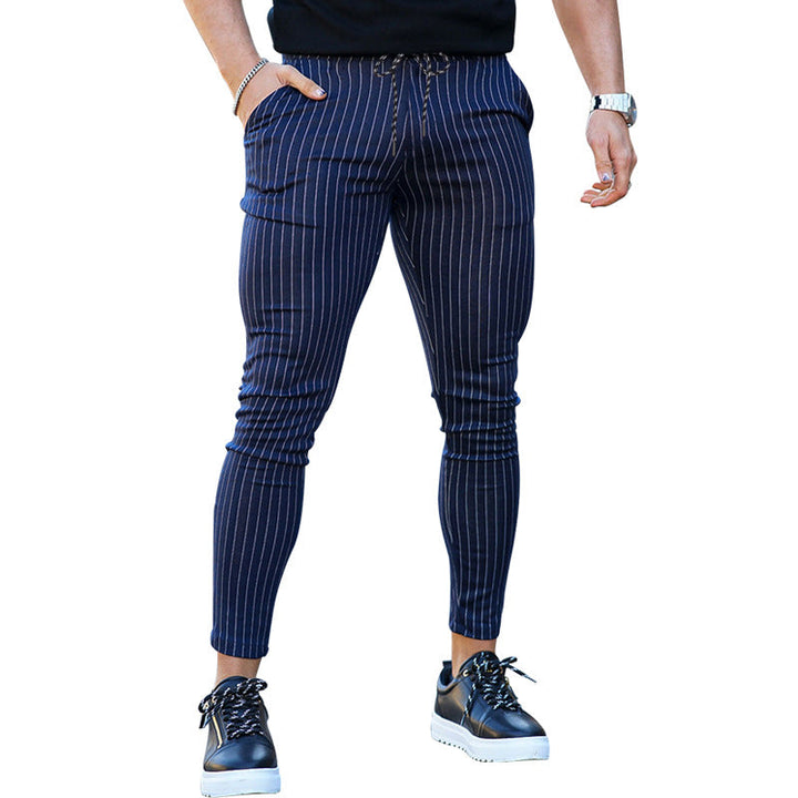 Heren casual broek verticaal gestreept slim fit zwart - Érick