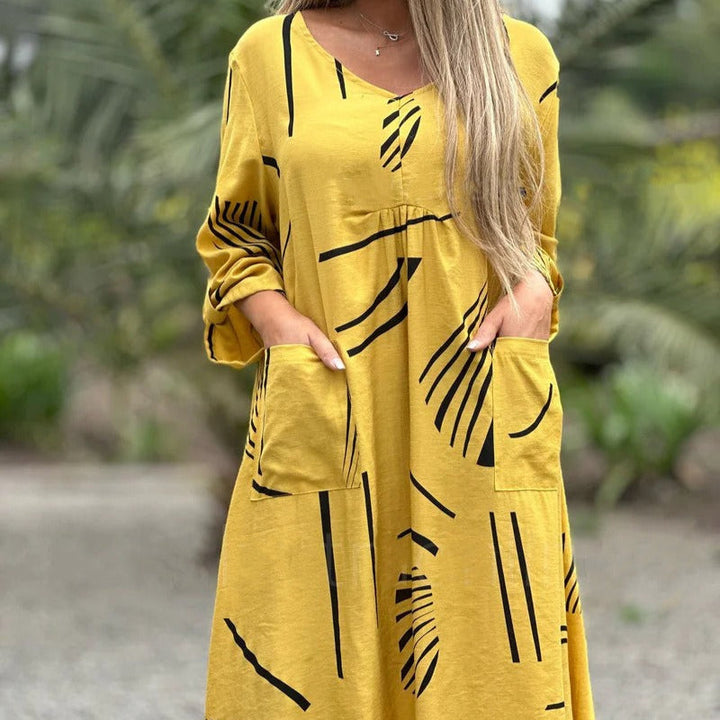 Losvallende jurk met geometrische print voor dames - Helena