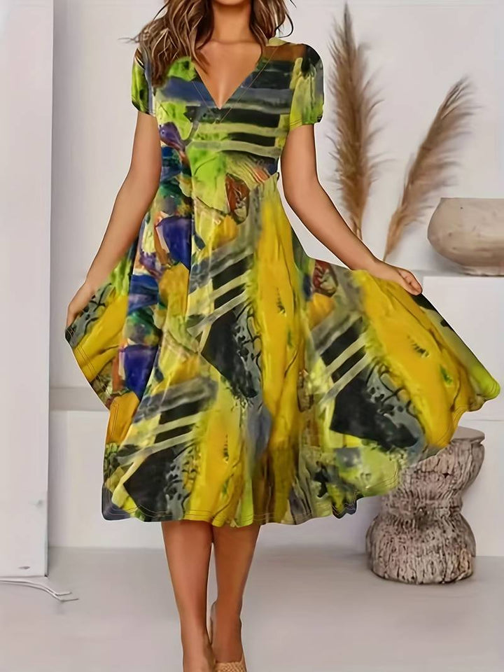 Abiyah - Bohemian casual jurk met korte mouwen