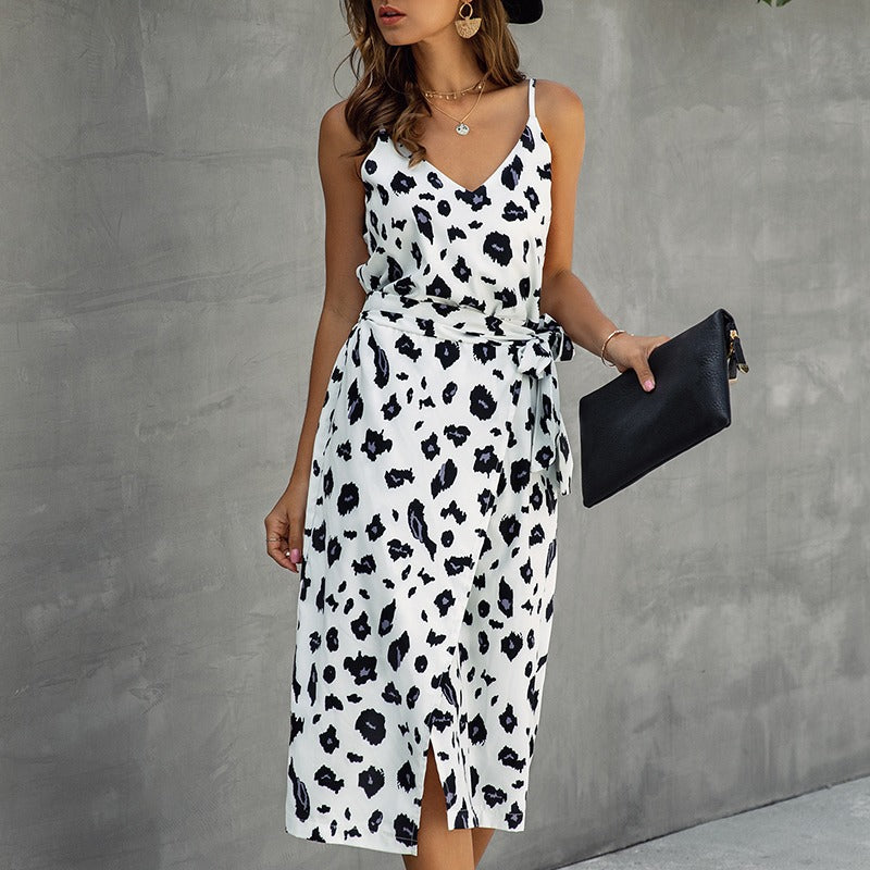 Dames midi-jurk dierenprint gekruist model - Eliana