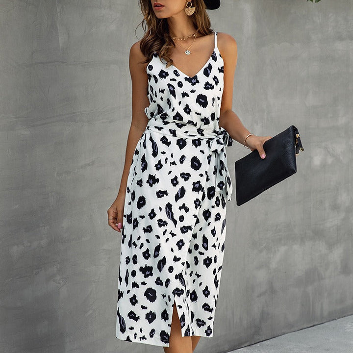 Dames midi-jurk dierenprint gekruist model - Eliana
