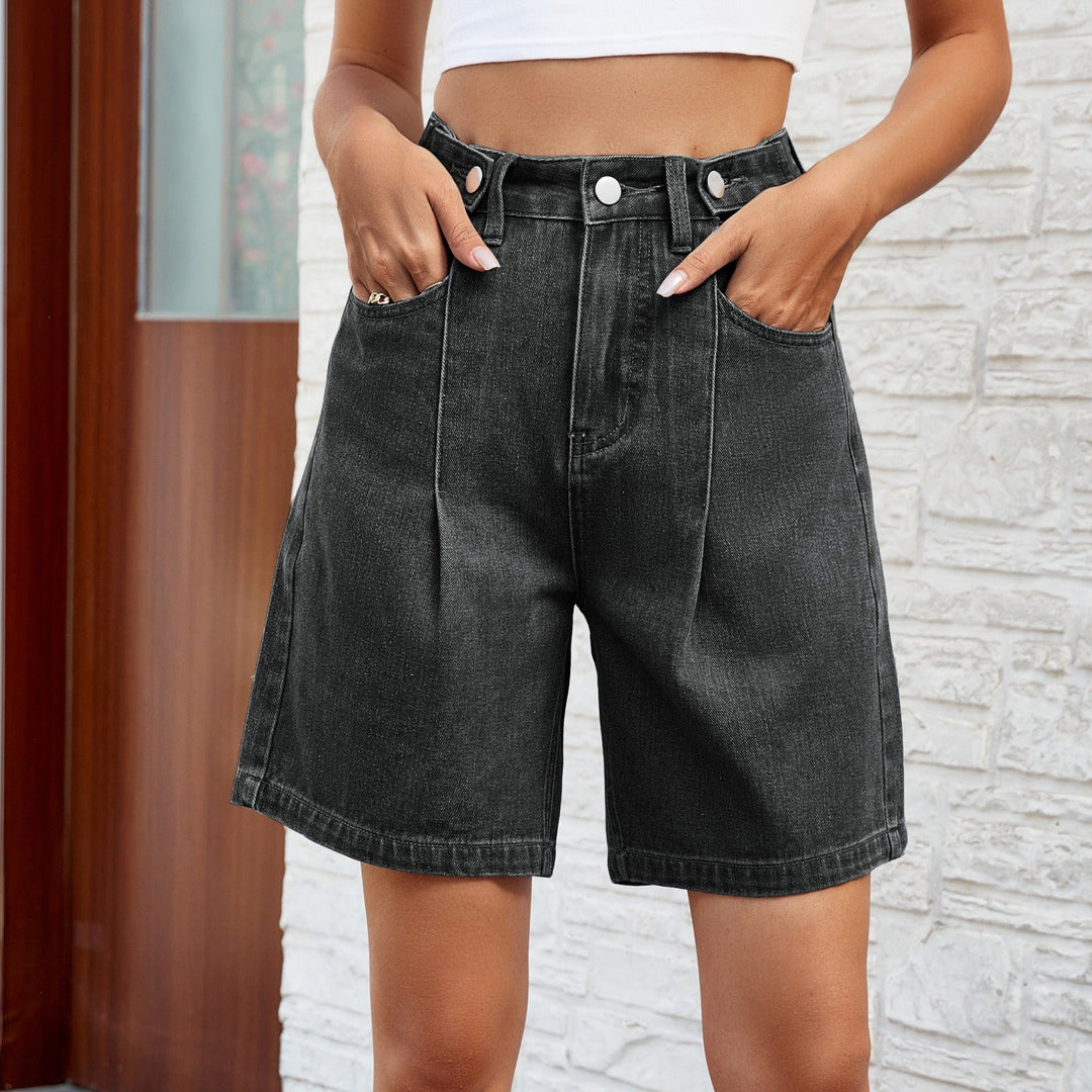 Damesdenim Bermuda recht model vintage blauw - Kendra