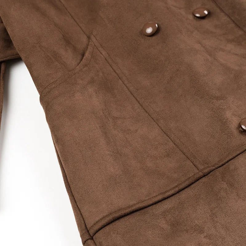 Trenchcoat met dubbele borst en fluwelen revers - Alana