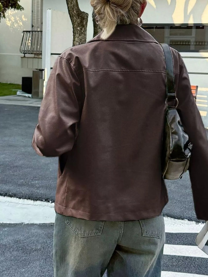 Damesjack met leereffect en ritssluiting - Kendra