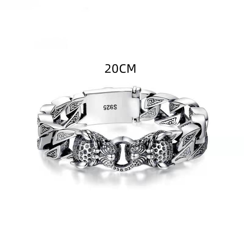Man luipaard hoofd armband met metalen tribal design - Hekkan
