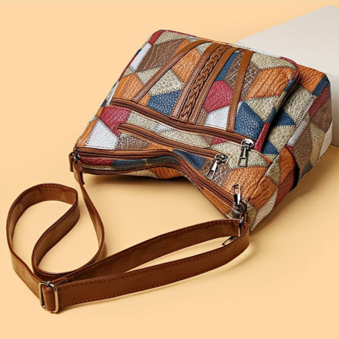 Dameskruistas met veelkleurige geometrische retroprint - Mirella