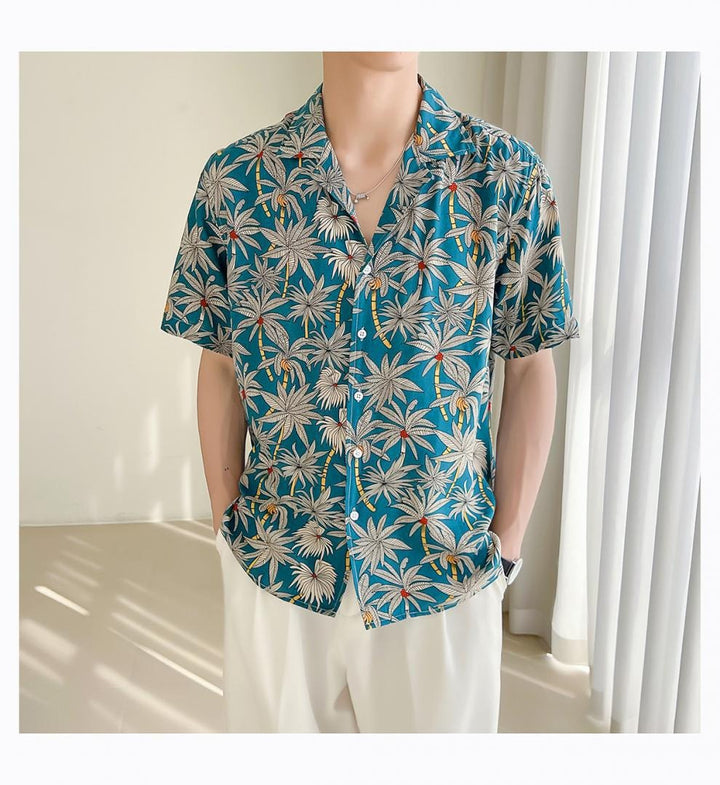 Herenoverhemd van viscose met tropische print, loose fit - Julian