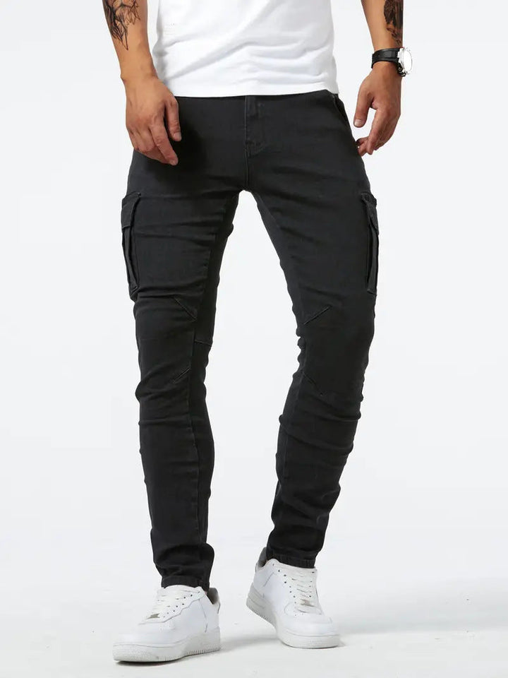 Lichtblauwe stretch denim cargobroek voor heren - Denver