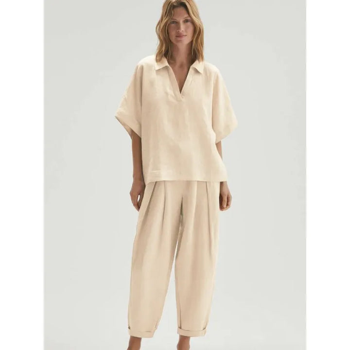 Velia - Top met korte mouwen en broek met hoge taille