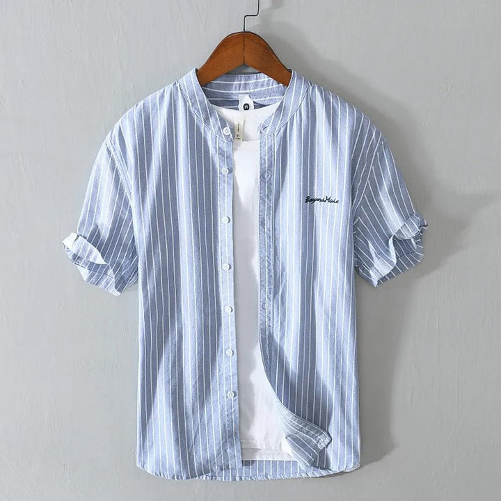 Casual herenoverhemd met verticale strepen en minimalistisch borduursel - Nolan