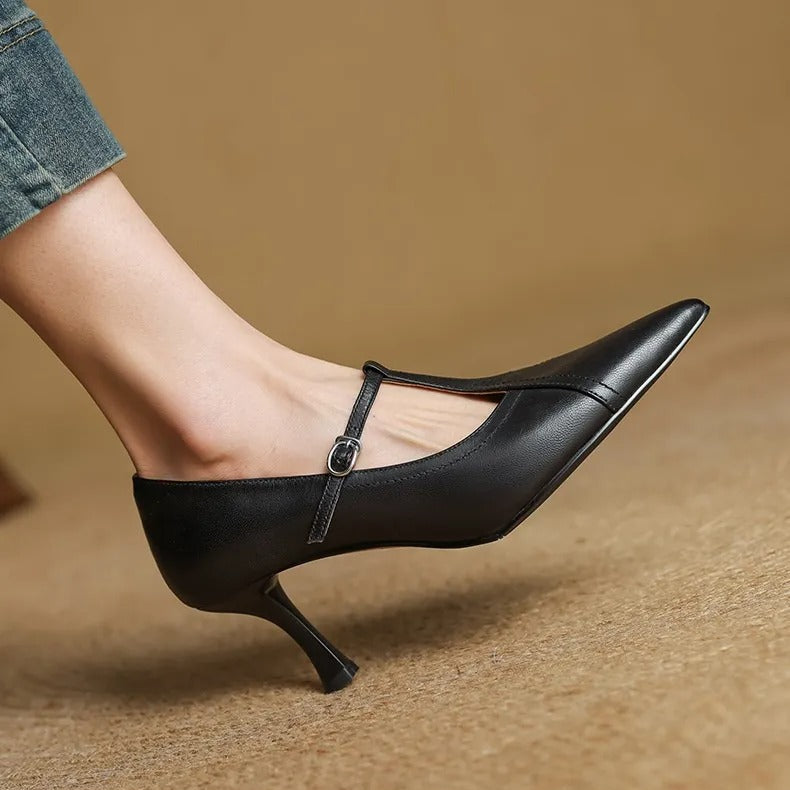 Elegante dameshakken met T-balk en gladde afwerking - Celestine