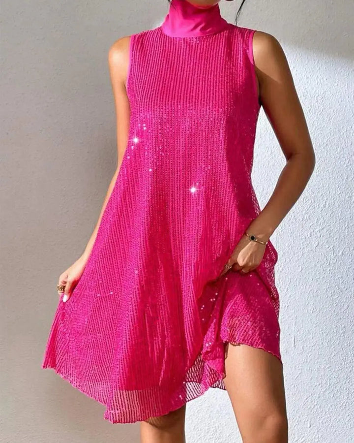 Damesjurk met pailletten en hoge hals - Lareine