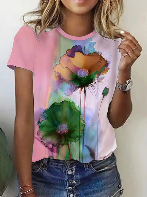 Fabienne - T-shirt met bloemenprint en korte mouwen