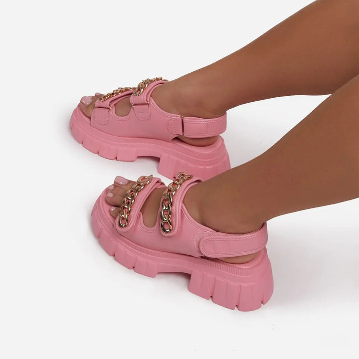 Damessandalen met platform en metalen ketting - Renata