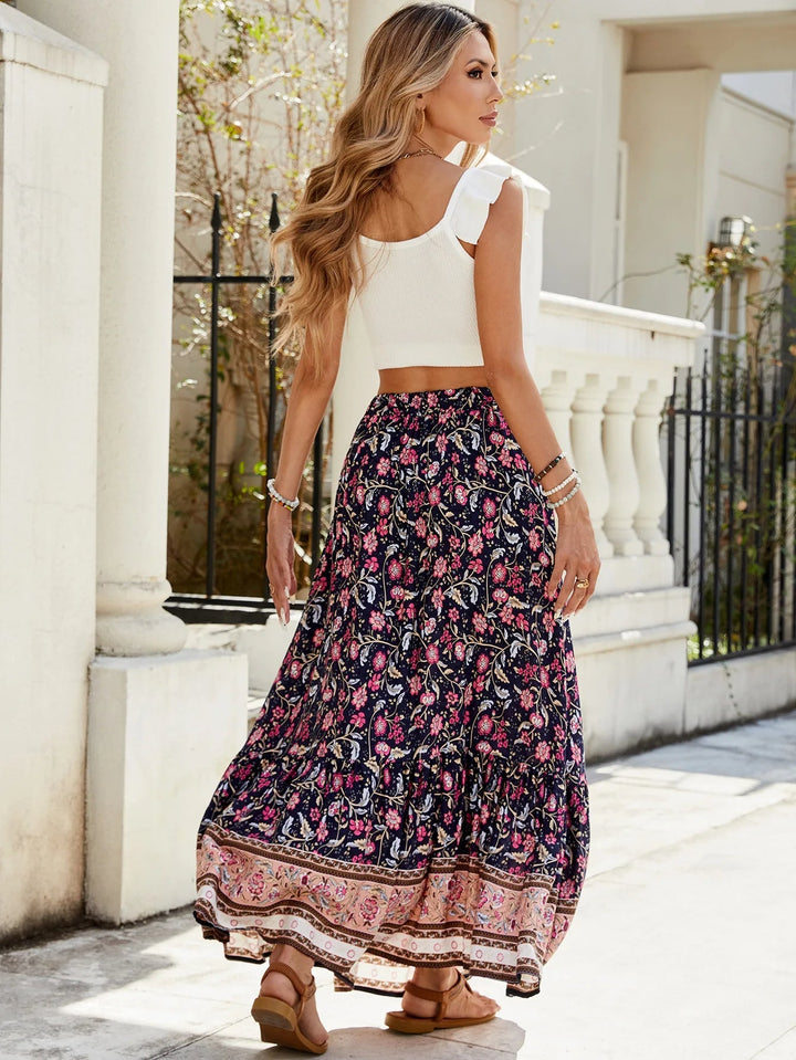 Damesrok met hoge taille en split in zomerstijl - Liora