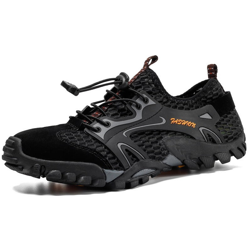 Trekking herenschoenen zwart mesh antislip zool - Altus