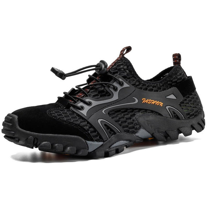 Trekking herenschoenen zwart mesh antislip zool - Altus