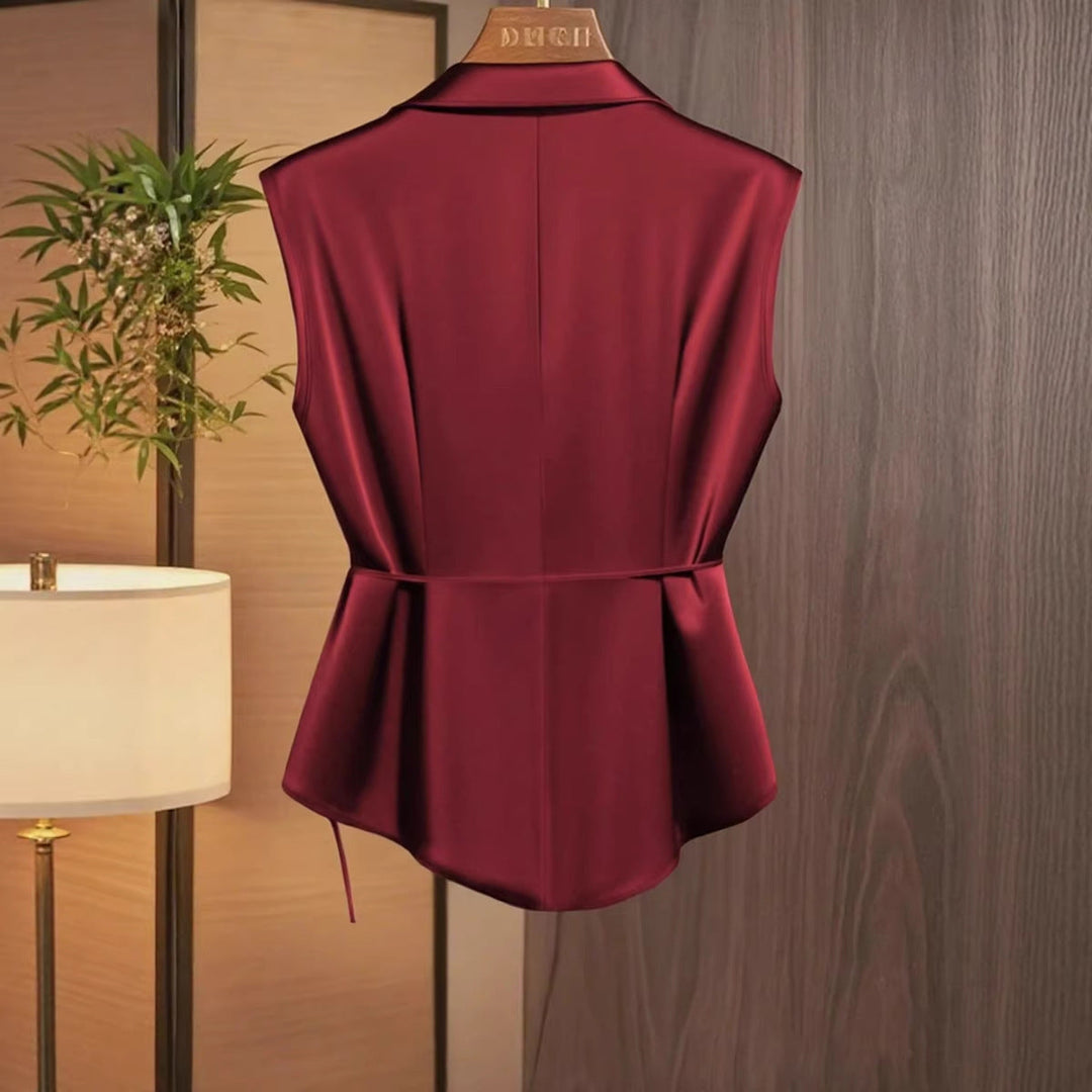 Damessatijnen gekruiste top - Freja