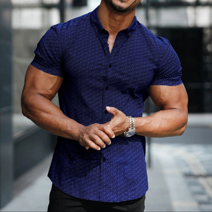 Slim fit overhemd met geometrische print voor heren - Adrián