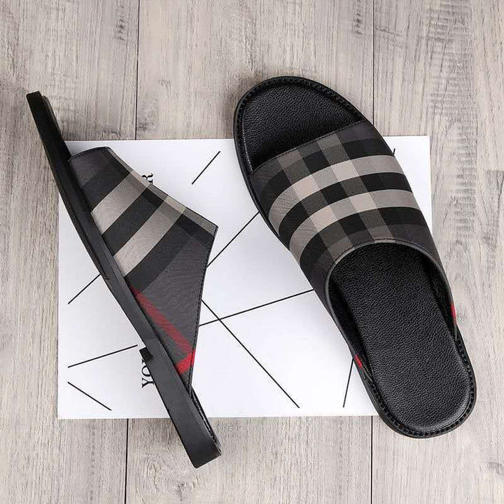 Geruite herensandalen met antislipdesign - Bruno