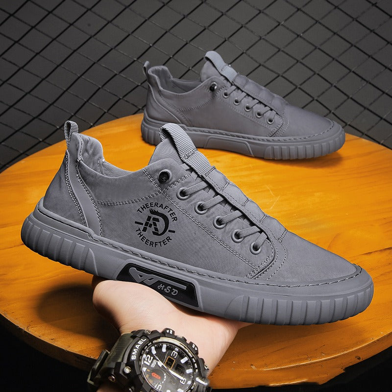 Casual herenschoenen in matgrijze ademende stof - Lior