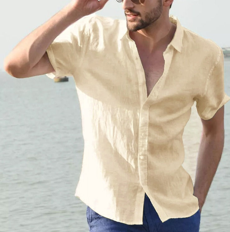 Heren linnen overhemd korte mouw casual stijl - Ivan