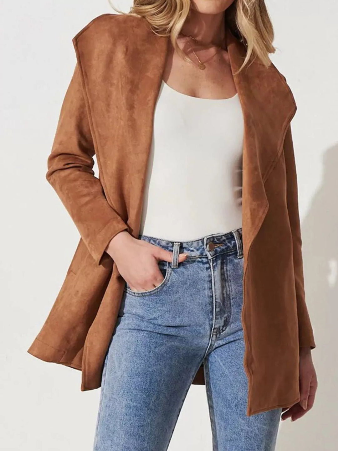 Zacht suède jack met brede kraag - Celinne