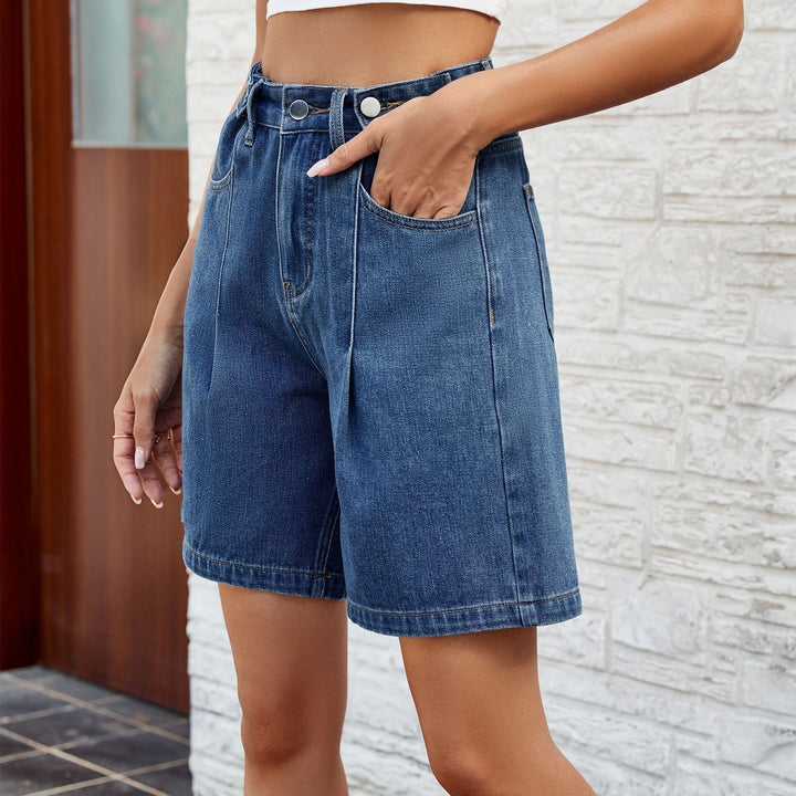 Damesdenim Bermuda recht model vintage blauw - Kendra