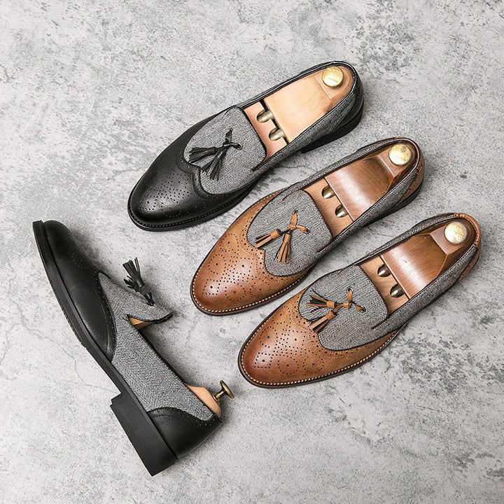 Heren mocassins leer textiel casual - Henrik