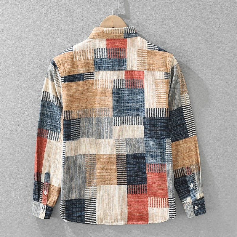 Herenoverhemd katoenen patchworkprint casual stijl - Hector