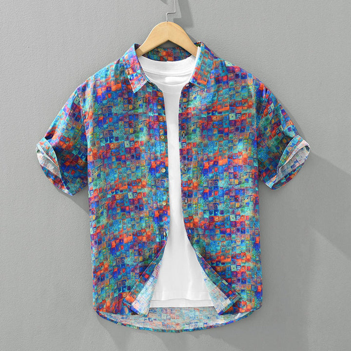 Katoenen overhemd met abstracte print voor heren - Damien