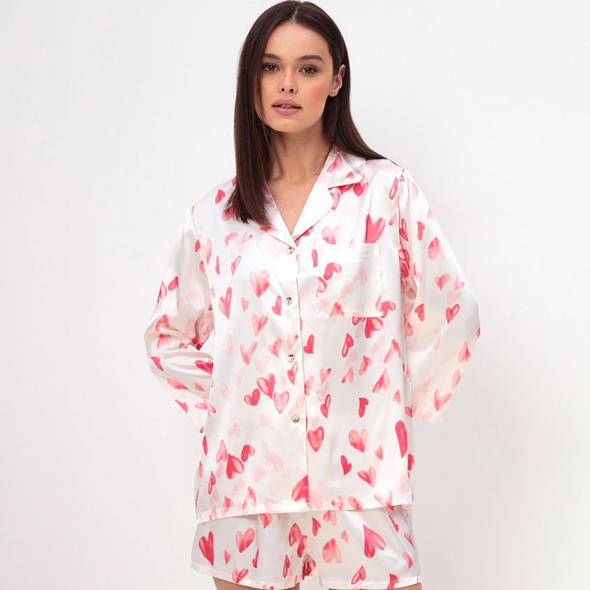 Gebreide damesset hartjesprint - Leja