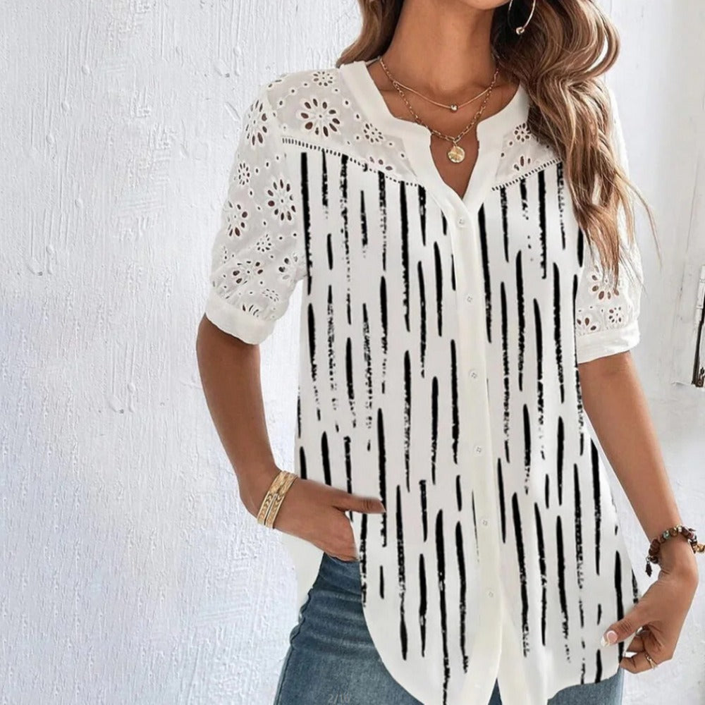 Witte geborduurde blouse in bohemian stijl - Verona